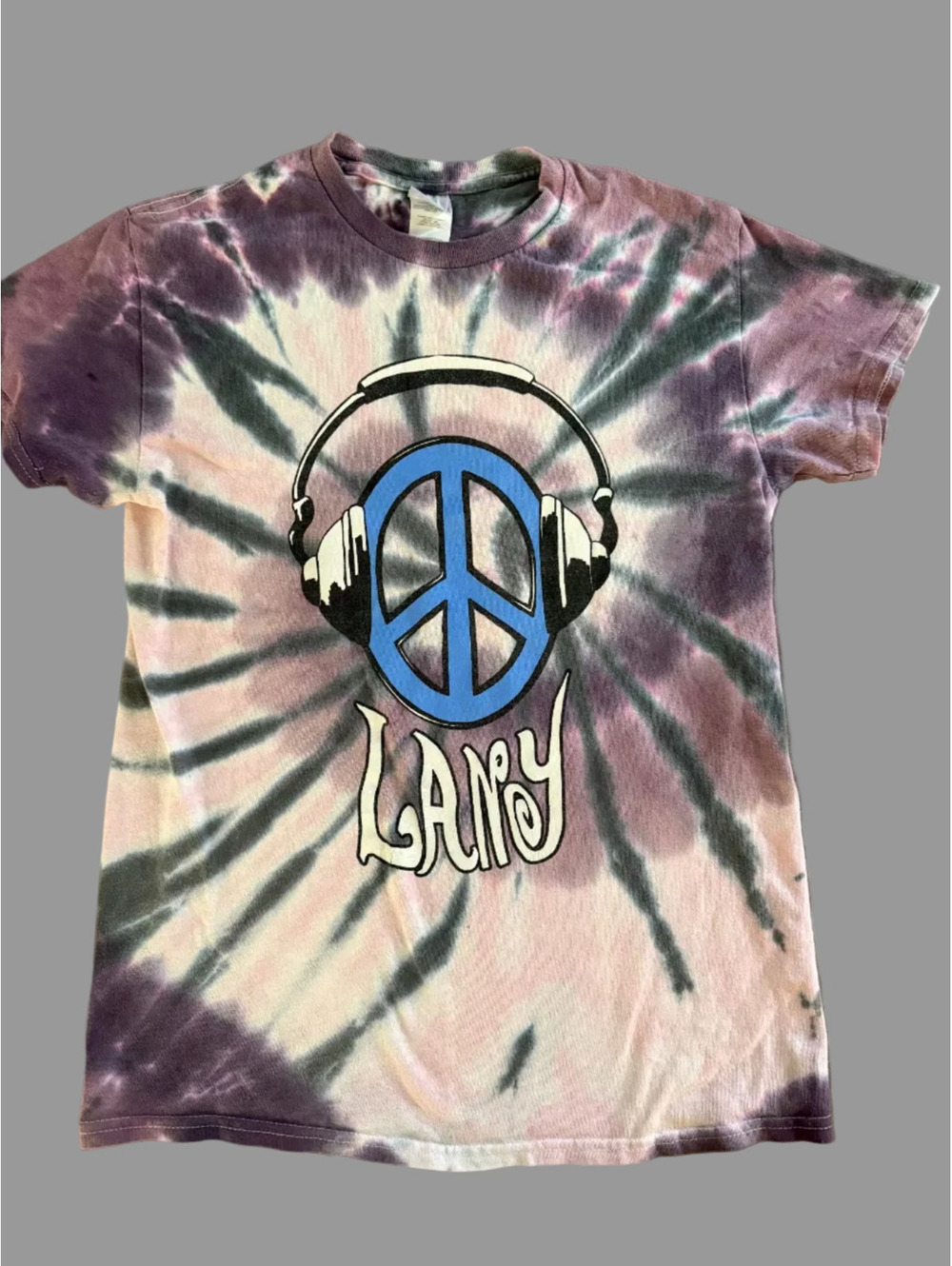 Tie-Dye Peace Sign Headphones Graphic Tee – “You Are Beautiful” – Size Small
